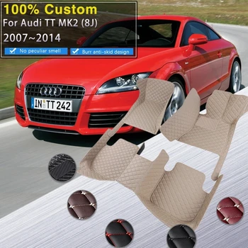 Auto Podlahové Rohože Pre Audi TT 8J MK2 2007~2014 Luxusné Kožené Mat Auto Koberce Odolné Pad Ochranné Koberce Nastaviť Auto Príslušenstvo 2008
