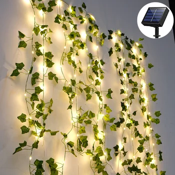 10m 100led Solárne String Rozprávkových Svetiel Vonkajšie Nepremokavé Ivy Svetlá LED Umelé Javorový List Vianoce pre Záhradné Dekorácie