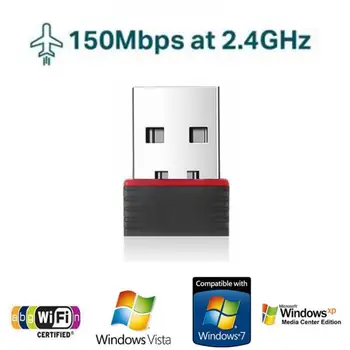 150Mbps RTL8188 Bezdrôtovú Sieťovú Kartu Mini USB WiFi Adaptér LAN, Wi-Fi Prijímač Dongle Antény 802.11 b/g/n pre PC Windows
