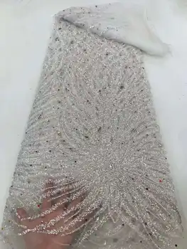 Luxusné Francúzske Korálkové Čipky Textílie Sequin Kamene Ženícha Emroiderey Afriky Čipky Tkaniny Vysokej Kvality Čipky Pre Nigérijský Svadbu