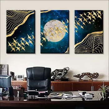 Abstraktné Obrazy Vták Plagáty a Vytlačí Pridať Rám ,,geometrické Útvary, Nordic Wall Art Plátne Obrazy s Rámom , Mesiac Mu