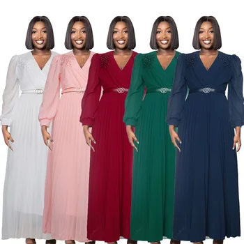 Africké Maxi Šaty pre Ženy 2023 Plus Veľkosť Večierok Dlhé Šaty Afrike Elegantné Oblečenie Kaftan Moslimských Šifón Šaty