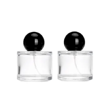 50ML Prázdne Sklenené Parfum, Fľaša Čierna Biela Okrúhly Tvar Loptu Viečka Kozmetické Naplniteľné Ationzer Spray Mist Fľaše