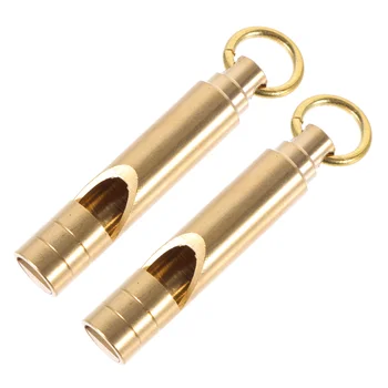 2 Ks Mosadzný Keychain Vintage Mosadz Whistle Prívesok Hlasitá Vonkajšie Súťaže Vyhľadávací Nástroj