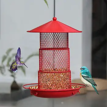 NOVÝ 3 Vrstvy Vonkajšie Závesné Kolibrík Feeder Rainproof Anti-veverička Iron Art Vtáčie Krmítko Pre Záhrada Dvore