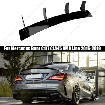 Pre Mercedes Benz C117 CLA45 AMG Line 2016-2019 4 Plutvy Auto Zadnej Strane Štiepačky Spojler Pery Zadný Nárazník Difúzor Lesklý Čierny