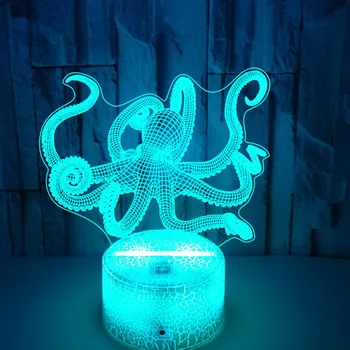 Octopus 3d Ilúziu, Lampy, detské Nočné Svetlo Deti Darček Led Nočné Lampy Spálne Dekorácie Svetlá Led Nightlights Chritmas
