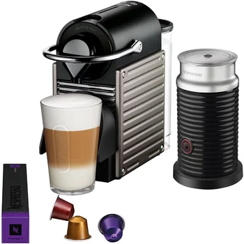 2023 Nové Breville Nespresso Pixie Single-Slúžiť kávovar, Elektrická Titánu a Mlieka Aeroccino Frother V Čiernej farbe
