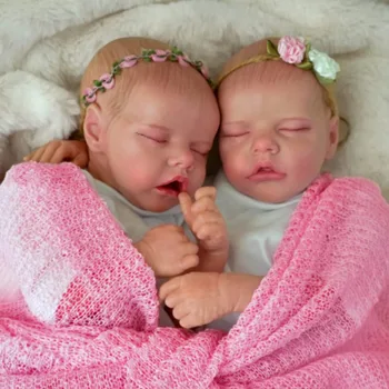 17Inche Dvojičky Novorodenca Reborn Baby Doll Maren a Monica Znovuzrodené Deti Batoľa Realisticky Reborn Bábiky Vianočný Darček pre Deti