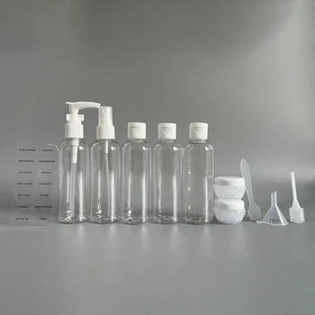 11pcs/Pack Cestovné Fľaše Nastaviť Puzdra Plast Transparentná 100 ml Emulzie Podstate Krém Kozmetický Prenosné Náplň Vzorky Nástroj