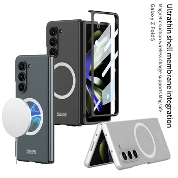 Matný Ťažké Pre Samsung Galaxy Z Násobne 5 Násobne 4 Násobne 3 5G Prípade Bezdrôtového nabíjania Magsafe ochranný Film Displeja Krytu
