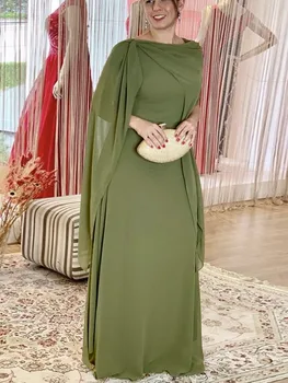 Elegantné Olivový Zelená Matka Nevesty Šaty Dlhé čiary bez Rukávov Dĺžka Podlahy Vysoká Krku Vestidos De Ocasión Formálne Šaty
