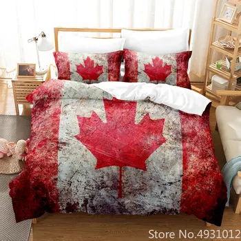 Vlajka Kanada Posteľná Bielizeň Nastaviť Jeden Twin Plný Kráľovná King Size Európe, Amerike Rozvinuté Krajiny Posteľ Nastaviť Deti Spálňa Duvetcover Sady