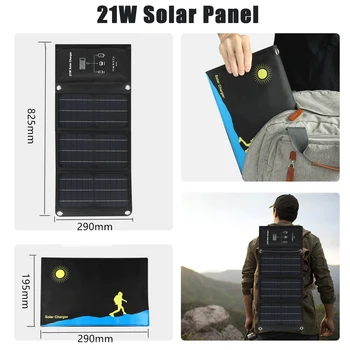 Solárny Panel 5V 21W Vstavané 10000mAh Batérie Prenosné Nabíjačky Nepremokavé Solárne Batérie pre Mobilný Telefón Vonkajšie Dulble USB