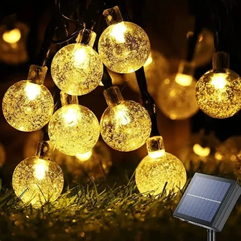 LED Solárne String Svetlá Vonkajšie Led Crystal Svete Svetlo S 8 Režimov Nepremokavé Solárny Terasa Lampa na Garden Party Decor