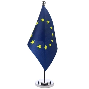 14x21cm kancelársky Stôl pod Vlajkou Európskej Únie Banner zasadacej miestnosti Stojanu Pól Stick EÚ Kabinetu Príznak Nastavený Stretnutie Izba Dekor