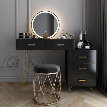Nordic Štýl Minimalistický Spálne Nábytok Bielizníka Zásuvky S Zrkadlo Svetlo Luxusné Farby Toaletný Stolík Make-Up Bytový Nábytok