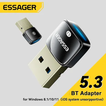 Essager Bluetooth 5.3 Adaptér Hudby Audio Prijímač, Vysielač pre PC Prenosný Reproduktor Bezdrôtovej Myši, Klávesnice, Slúchadlá