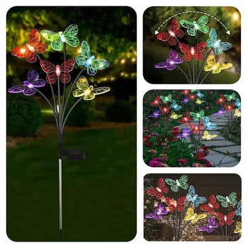 Solárne LED osvetlenie Vonkajšie Nepremokavé Firefly Motýľ Farbu Svetla Zmena Záhradné Slnečné svetlo Trávnik na Dvore Krajiny Lampa Garden Dekor