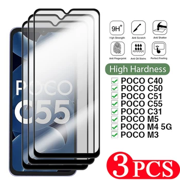 3KS Tvrdeného skla Pre xiao Poco C50 C40 M5 kryt telefónu screen protector Pre xiao Poco C51 C55 M4 F5 M3 C31 ochranný film