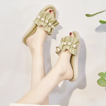 2022 Kožené papuče pre ženy v lete nosiť šľachy mäkké pláže topánky HAO-016