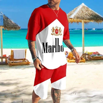 Letné Mládežnícke Fashion T -Shirt 2 Ks pánske Nastaviť 3D Tlač Beach Resort Štýl vám Vyhovuje Príležitostné O-Krku Nadrozmerné Mužské Oblečenie Tepláková súprava
